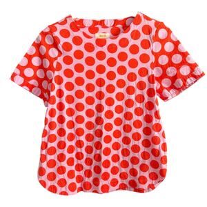 MAEVE | Anthropologie Graphic Purple and Red Polka Dot Short Sleeve Top | Small